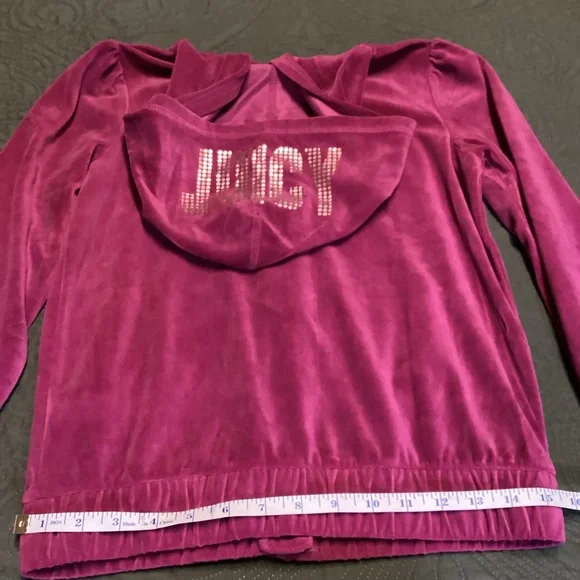 Girls Medium 10-12 Juicy Couture Velour Crown Logo Juicy Hooded Zip Jacket